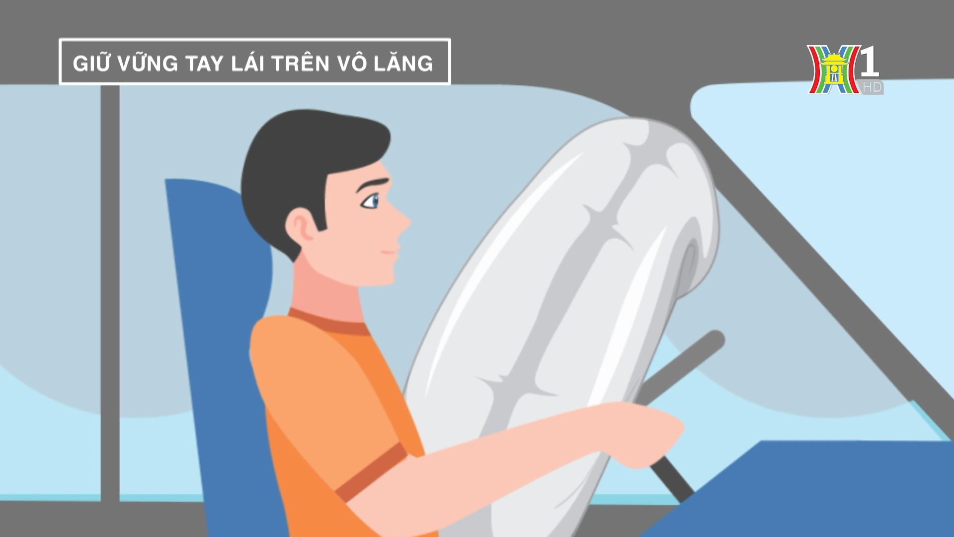 Giữ vững tay lái trên vô lăng, cố gắng cố định tư thế ngồi.